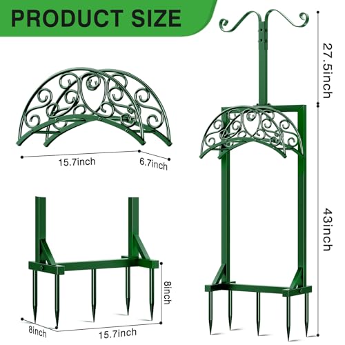 Garden Hose Holder - Upgraded Water Hose Holders for Outside with 5 Spikes & 2 Shepherds Hooks, Freestanding Hose Stand Hose Hanger Hose Storage Hose Reel Rack for Yard Lawn(Green) - color: Green