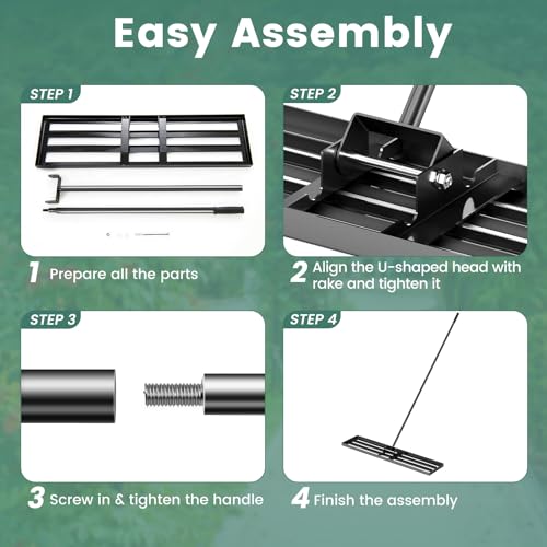 Goplus Lawn Leveling Rake, 46" x 10" Heavy Duty Level Lawn Tool w/ Ergonomic Handle for Soil, Effort-Saving Landscape Rake for Garden, Backyard, Golf Course, Farm, Pasture, Black - style: 46" x 10", Black