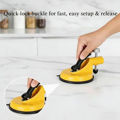 Suction Cup Leveler, Adjustable Height Setter, Adjustable Flooring Alignment Tool, Aluminum Alloy Tile Leveling Aid for Granite, Marble, Stone Countertops & Floors (Red)