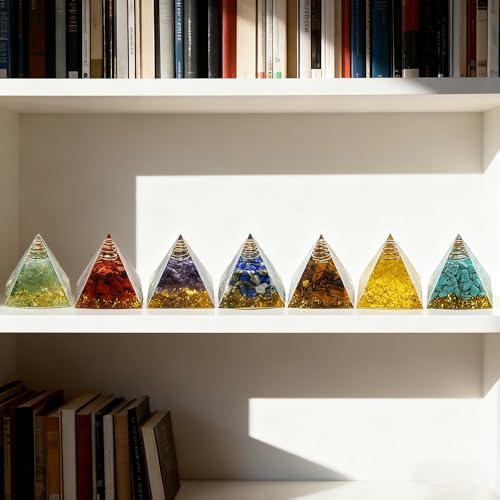 1.57inches Mini Natural Crystal Pyramid Energy Generator Quartz Amethyst Chakra Crystal Pyramid Meditation Tool Home Decoration Ornaments Gifts (Colour Mixture 1.57 inch 7pcs) - color: Colour Mixture 1.57 Inch 7pcs