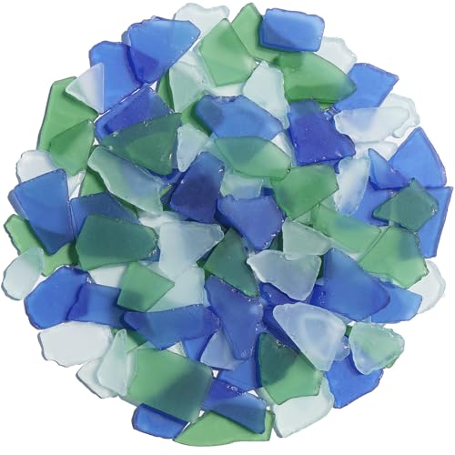 QYGL Sea Glass for Crafts - 14oz Frosted Seaglass Pieces - Vase Filler and Aquarium Ornament, DIY Craft Supplies for Art, Beach Weddings, and Home Decor (Cobalt Blue, Green, White) - color: Cobalt Blue, Green, White