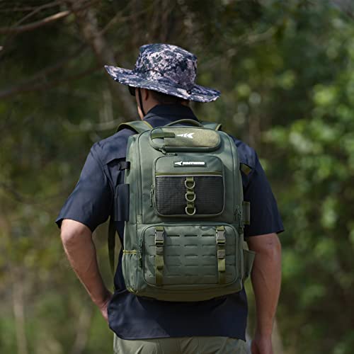 KastKing KarryAll Fishing Tackle Backpack with Rod Holder 4 Tackle Boxes,40/26L Tackle Bag Storage Fishing Gear and Equipment - color: C: Large (40 L) - Green