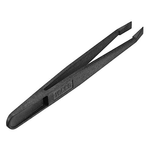 uxcell Plastic Anti-static Tweezers, Precision Slant Flat Tip for Jewelry Craft DIY Beauty Electronics Repair Tool Black 93301 - style: Slant Flat Tip
