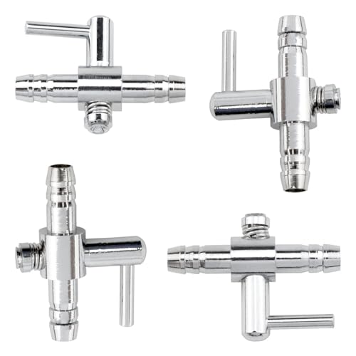 One-Way Air Flow Tubes Stainless Steel Pump Lever Control Valves for Aquarium Fish Tank (Silver) -4PCS