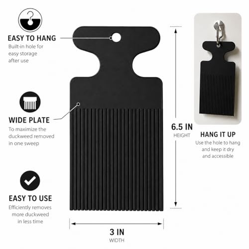 Aquarium Duckweed Removal Tool, 6.5 x 3 inch Floating Plant Comb Spatula, Aquatic Tank Cleaning Tool (Black) - color: Black