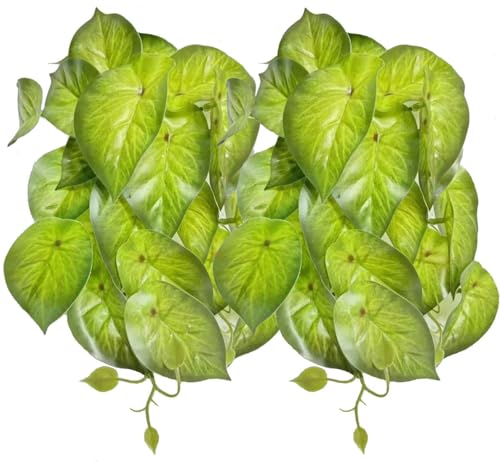Reptile Plants for Terrarium Decor, Amphibian Habitat Decor, Snake Tank Accessories, Artificial Hanging Plants with Suction Cup-2 Packs (Arrowhead) - color: Arrowhead