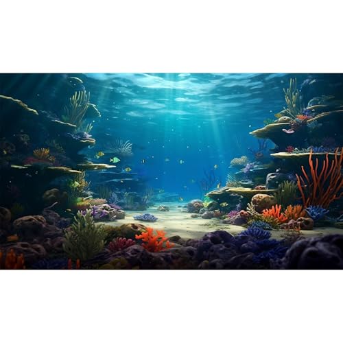 Ocean Floor Fish Tank Background Under The Sea Coral Reef Aquarium Background Underwater Aquatic Plants Sunray Terrarium Backgrounds Deep Sea Rock Tropical Aquarium Fish Tank Backgrounds 24x12in - color: Orange Blue, size: 24(W)x12(H)inches/ 60(W)*30cm(H)