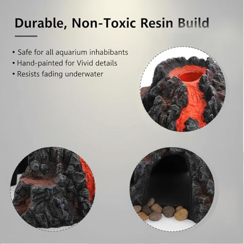 Aquarium Decorations Cave Fish Tank Accessories Volcano Decor (Large)