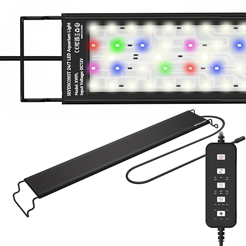 24/7 Mode LED Aquarium Light for 45-54 Inch Plant & Fish Tank, IP68 Full Spectrum Light, Sunrise-Daylight-Moonlight, White Red Green Blue Pink LEDs with Extendable Brackets for Freshwater - size: For 45-54 inch Tank