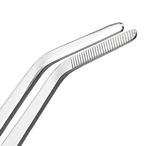 uxcell 10-Inch Stainless Steel Tweezers with Curved Serrated Tip Daily Garden Tool - size: 10 Inch, Curved Tip