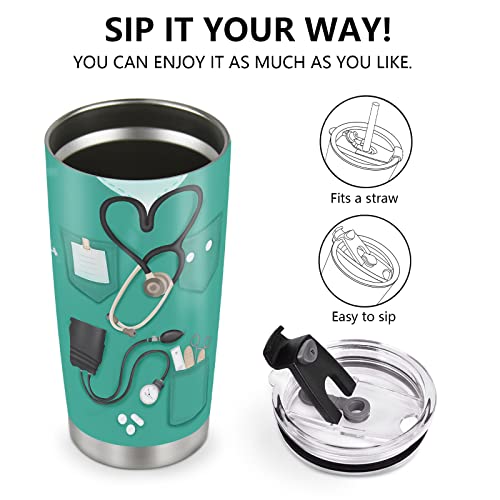 Jekeno Mug Tumbler Gifts for Nurse - Nurses Week Gifts for Women Girls Mom Wife Nurse Practitioner Appreciation Birthday Gift Nursing School Graduation Accessories 20oz Stainless Steel Coffee Cup