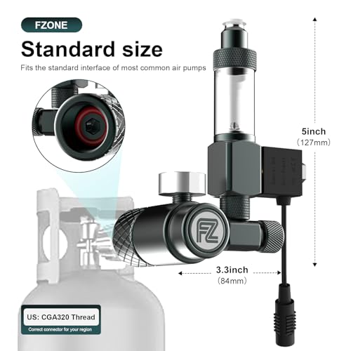 FZONE Aquarium CO₂ Regulator Kit, Compact Aquarium CO₂ System with Diffuser, Upgraded DC Solenoid and Bubble Counter Check Valve, for Establishing CO₂ System in Aquatic Plant Tank