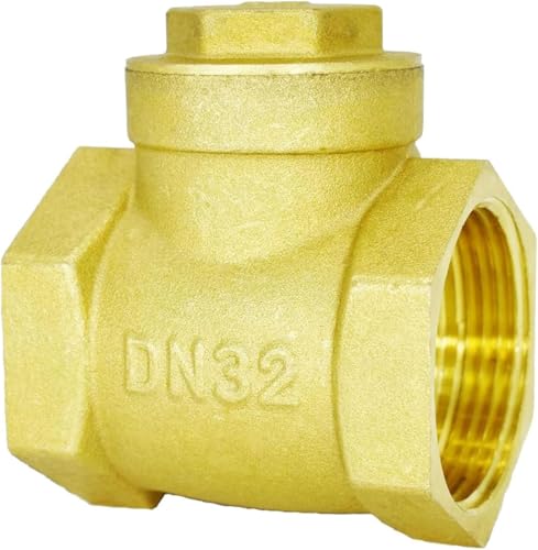 NPT Check Valve, 1-1/4" Female Horizontal Brass Check Valve for Water Backflow Prevention, Suitable for Sewage Pumps and Air Compressors, DN32 - size: 1-1/4inch（DN32）