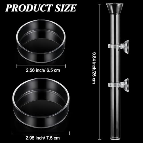 CHENGU 3 Pieces Shrimp Feeding Tube and Dish Set, 10 Inch Glass Shrimp Feeder Tube and 2 Aquarium Dish Bowl Fish Tank Feeding Supplies for Fish Tank Aquarium - size: 10" + 2 Tray