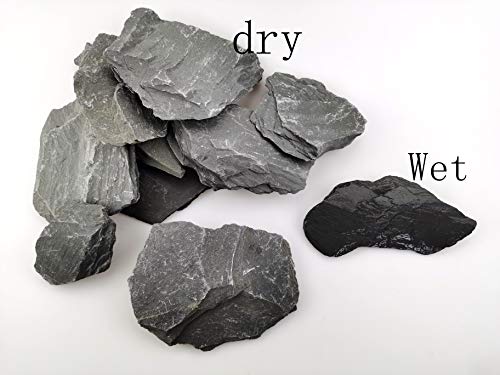 Voulosimi Natural Slate Rocks PH Neutral Stone Perfect Rocks for Aquariums, Landscaping Model,Tank Decoration,Amphibian Enclosures (12 LB, 5-7 inch) - color: 12 LB, size: 5-7 inch