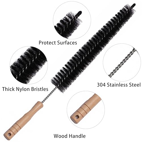 Dryer Vent Cleaner Kit, 3-Size Flexible Dryer Vent Brush Set with 2 Crevice Brushes, 17" 28" 47" Lint Trap Cleaning Tool for Dryer Vents, Refrigerator Coils, Radiator & Home Cleaning Essentials