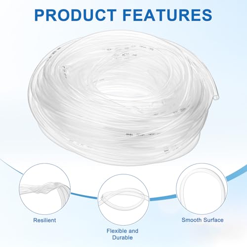 M METERXITY Vinyl Tubing 8mm ID x 10mm OD 100ft Flexible Plastic Tube with 2 Hose Ties, Lightweight Hybrid PVC Hose for Water Gardening/Airline/Aquarium Tubing [Clear] - size: 8mm ID x 100ft