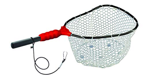 Ego S1 Slider Fishing Net, Ultimate Fishermen’s Tool Fixed Handle, Replaceable Head, Salt & Freshwater, 17x19 Inch Hoop - color: Red/Black, size: Clear Rubber Mesh