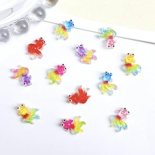 100 Pieces Tiny Goldfish Decor for Dollhouse Miniatures Resin Animals for Crafts Tiny Things for Fairy Garden Micro Landscaping Decoration