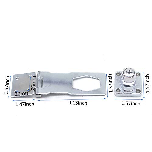 2 Packs Keyed Locks Twist Knob Locking Hasp for Small Doors, Cabinets and More,Stainless Steel Steel, Catch Latch Safety Lock with Keys (4inch, Silver) - color: Silver, size: Straight 4 Inch