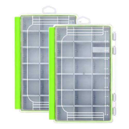 Aventik Waterproof Fishing Tackle Box Organizer with Removable Dividers Sturdy Lure Storage Box and Terminal Tackle Storage 3600 Tackle Trays - color: Green(10.75”×7.13”×1.8”)