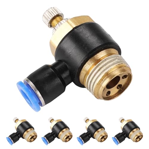5Pcs Push to Connect Air Flow Control Valve, Blue 5/16in Tube OD x 1/2" Male Thread 90 Degree Elbow Speed Control Valve Pneumatic Connector Quick Fittings - size: Male Thread G1/2 x Blue (5pcs)