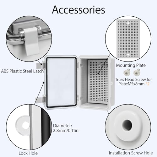 ABS Plastic Dustproof Waterproof IP65 Junction Box Hinged Shell Universal Electrical Project Enclosure Gray, with PC Transparent Clear Cover 5.9 x 3.9 x 2.8inch(150 x100 x70mm) - size: 5.9" x 3.9" x 2.8" (1pc)