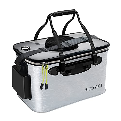 Transparent Lid Fishing Bucket, Portable Foldable Fishing Bucket, Bait Bucket, Fish Bucket, Live Bait Storage. (8 gallons) - color: Gray, size: size8gallon
