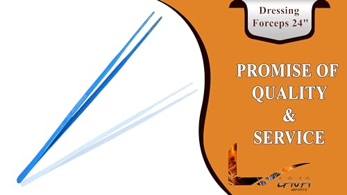 (Huge Jumbo Aquarium Aqua Tweezers) Thumb Dressing Forceps Serrated 24" Long Blue Coated for Educational Use