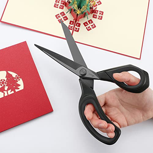 LIVINGO 2 Pack Sewing Fabric Scissors: Titanium Coated Forged Sharp Heavy Duty Shears All Purpose for Tailor Dressmaking Crafting Cutting Clothes Leather, 8.5" & 9.5", Black - color: Black