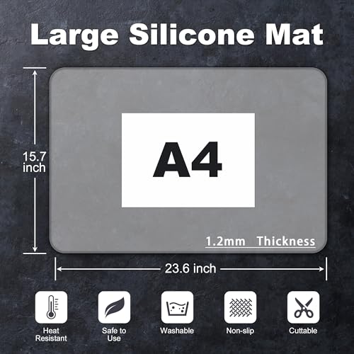 Silicone Mat for Kitchen Counter, Silicone Mat Trimable to Size (Translucent, 23.6×15.7inch-2PCS), BPA-Free Silicone Placemat, Heat-Resistant NonSlip Table Mat for Air Fryer, Countertop Protector Mat - color: Translucent, size: (L - 23.6''x 15.7‘’x 0.05''