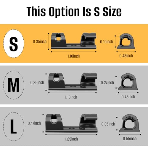 50 Pcs Self Adhesive Cable Clips,Upgraded Cable Management with Screw Hole,Strong Cord Organizer for Under Desk,Car,TV PC,Christmas Light Indoor/Outdoor-Black S - color: black, size: S(Fit 0.12-0.2in)