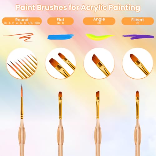 Hnncugty Miniature Paint Brushes Set 12pcs, Paint Brushes for Acrylic Painting, Art Supplies for Oil, Watercolor Detailing Models Rock Body Face Nail Drawing Artist Gifts, Triangular Handles Wood - color: Wood