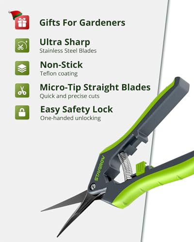 Gardening Scissors, Sharp Plant Trimming Scissors for Precise Cuts, Stainless Steel Pruning Shears Bonsai Clippers, 8.5" Bypass Garden Shears & 6.5" Straight Trimming Scissors 2 Pack - style: 6.5" Straight & 8.5" Bypass