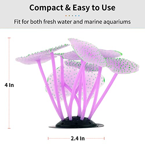 Uniclife Silicone Coral Plant Decorations Glowing Artificial Ornament for Fish Tank Aquarium, Green, Ball Shape - color: Green