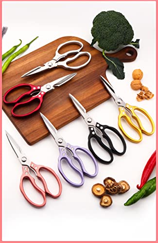 AWinjoy Heavy Duty Sharp Kitchen Scissors, Dishwasher Safe, Cooking Shears for Meat, Chicken, Fish, Poultry, Herb, Bread (Black) - color: Black