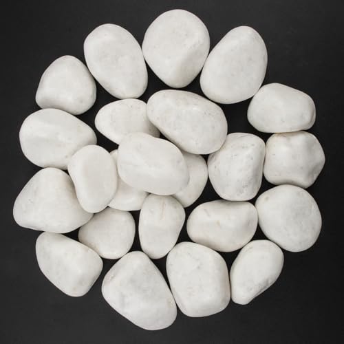 40 lbs White Polished Decorative Stones, 2-3 Inch Polished Rocks, Perfect for Outdoor Gardens, Pathways, Potted Plants, Vase Fillers, and Home Decor (Pure White, Weight: 40 LB) - color: Pure White, size: Weight: 40 LB