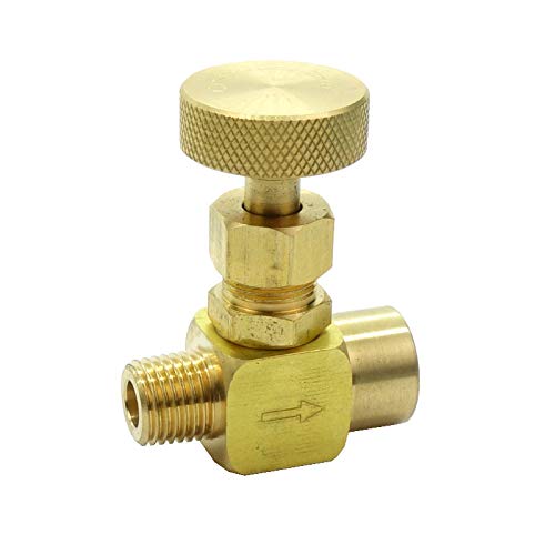 HongBoW Brass Instrument Needle Valve Wheel handle 600 Psi(WOG) (1/4 NPT Male x 1/4" NPT Female)