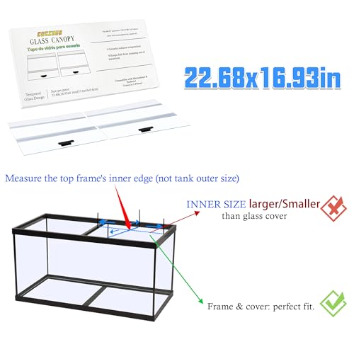 2PCS Set Glass Canopy,22.68x16.93in(Each PCS) Clear Tempered Aquarium Fish Tank Hoods FITS for Marineland Perfecto 70/75/90/110 Gallon 48x18 Aquarium Fish Tank - size: 2PCS-22.68x16.93in