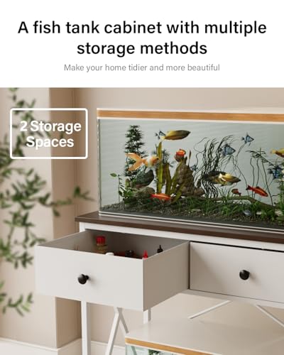 Fish Tank Stand 29 Gallon: Sturdy Aquarium Stand with Accessories Storage - Metal Fish Tank Table for 20-29 Gallon Reptile Breeder Turtle Terrarium - 30.7"x16.5" Weight Capacity 330 lbs - color: White, size: 20-29 Gallon