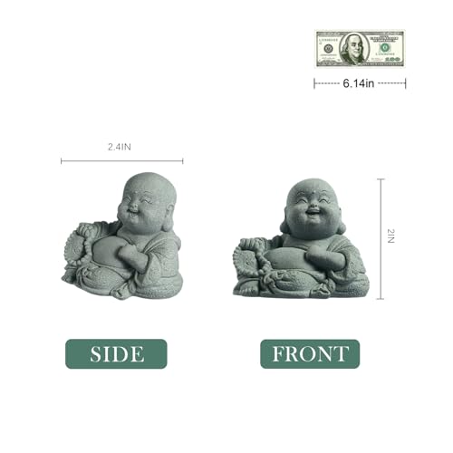 Little Buddha Statue for Home, Laughing Buddha Statue - Stone Meditation Zen Decor, Handmade Baby Buddha Figurine, Buda Indoor/Outdoor Aquarium Tank Desktop Decoration (Buddha Sculpture) - color: Happy Buddha, size: Small