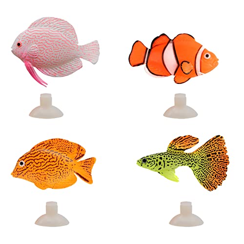 Artificial Moving Fish Floating Silicone Fish with Suction Cup Fish Aquarium Decorations for Fish