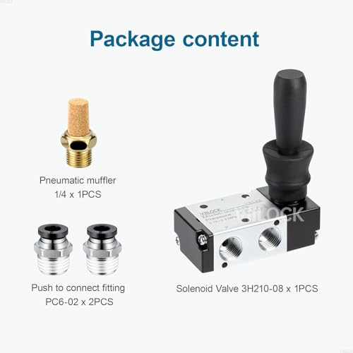Pneumatic Air Hand Lever Valve, 3 Way 2 Position 1/4”NPT Solenoid Valve Manual Control Direct Driving Type Push-Pull 3H210-08 - size: 1/4"NPT, style: 3 Way 2 Position
