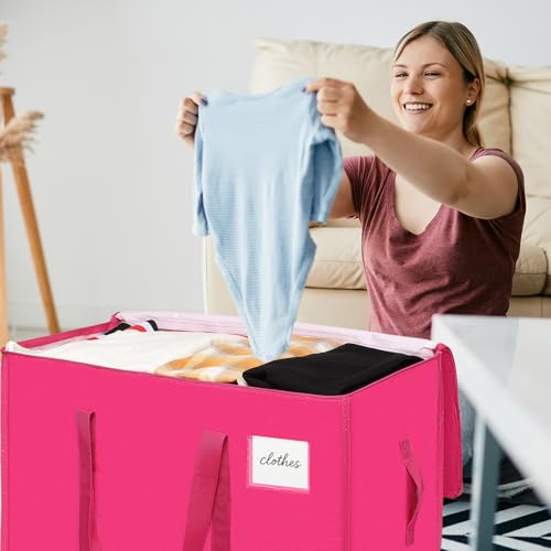 Moving Bags Heavy Duty Hot Pink – Large Packing Bags for Moving, Extra Large Storage Totes with Zippers and Handles - color: Hot Pink