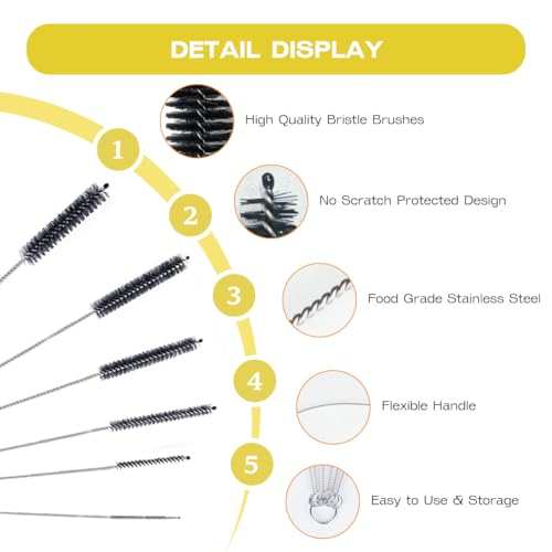 Brush Family Straw Cleaner Brush Set,6 Piece Long Drinking Straws Cleaning Brush Pipe Tube Tiny Brushes 10-inch,Black - size: 10 inch small diameters set (6pcs)