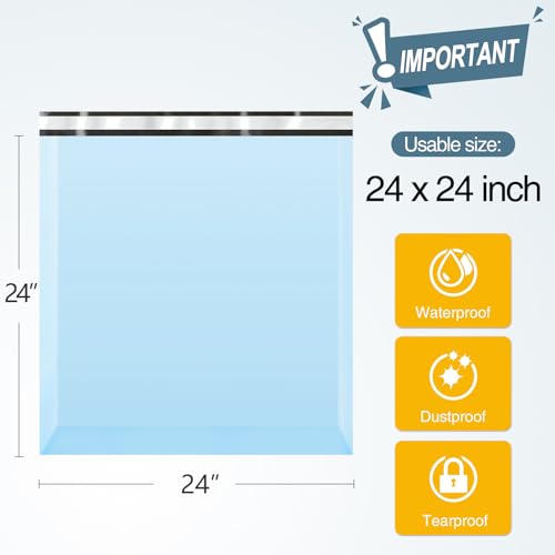 Famagic Poly Mailers 24x24 Inches 50 Pcs Light Blue Packaging Shipping Bags Mailing Envelopes Bag Self-Seal Waterproof and Tear-Proof Poly Mailers Bags for Small Business Clothing Boutique - color: Light Blue, size: 24x24