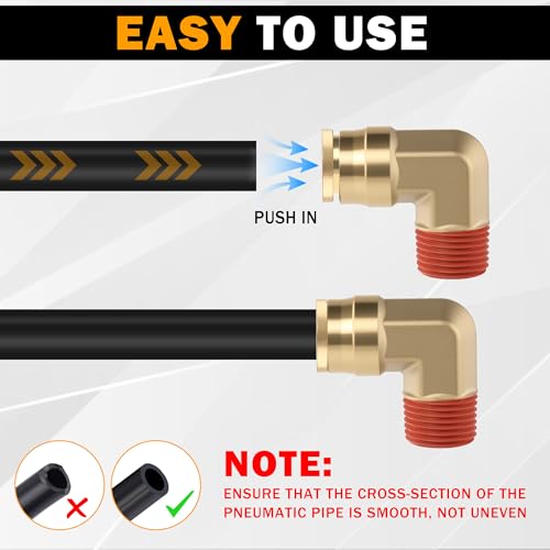 5PCS DOT Air Brake Line Fittings Brass 90 Degree Union Elbow Joint DOT Approved 1/2" Tube OD x 1/4" NPT Thread Air Brake Line Adapter Air Suspension Kit for Car Truck Trailers - size: 1/2" OD x 1/4" NPT, style: Quick Push 90° Elbows-5PCS