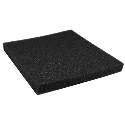 ViaAqua Aquarium Filter Sponge Open Cell Foam Sheet Bio Sponge Filter Media Pad HMF Fish Tank Sump Divider 12" x 12" x 2" (Black, 30 PPI, Medium Coarse)