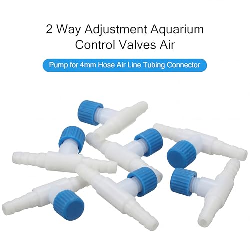 Honoson 30 Pieces Aquarium Air Control Valve T Shaped Air Pump Control Valves Single Way Plastic Flow Regulator for 4 mm Hose Line Tubing Connector(Blue and White) - color: Blue and White