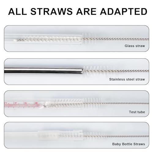 Ixiaoyoo Straw Cleaner Brush Set, 12-Piece 11.8 Inch Long Botthle Cleaning Brush, Nylon Tube Brush Kit for Straws on Tumbler, Water Bottle, Sippy Cup and Pipes, Tubes or Tea Pot Spout - color: 11.8 Inch White Cleaning Brushes